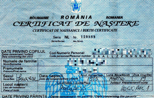 Înscrierea certificatului de naștere spaniol la consulat