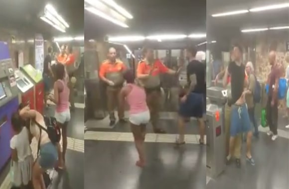 VEZI VIDEO – Doi țigani, interziși la metroul din Barcelona. I-au luat la bătaie pe agenții de pază